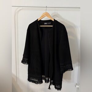 Zara Elegant Black Open-Front Jacket